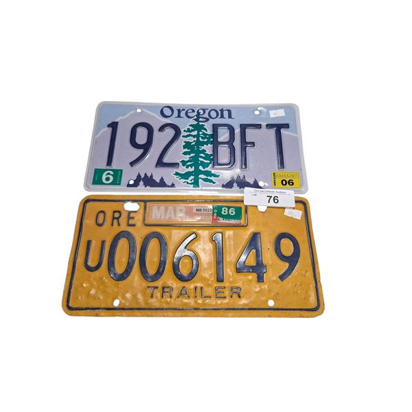 2 Oregon license plates 86, 06