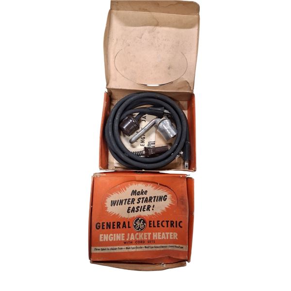 Pair of vintage General Electric automotive block heaters in original boxes