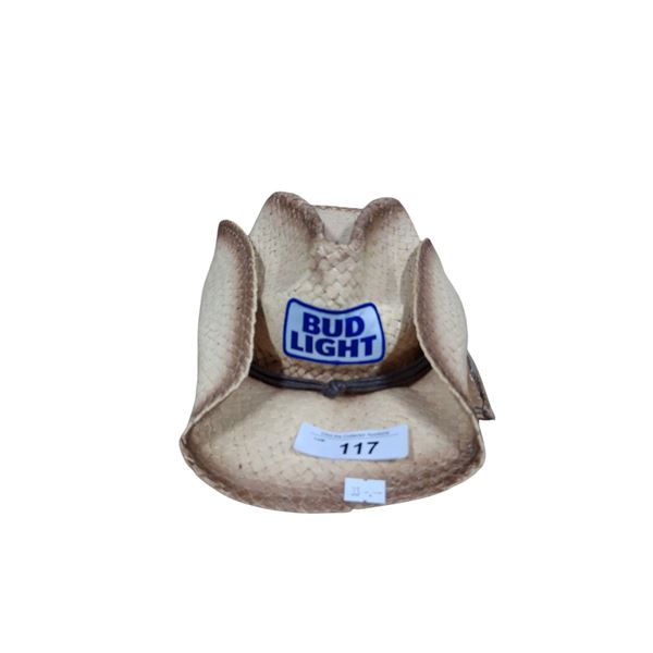 Straw Ccowboy hat Bud Light