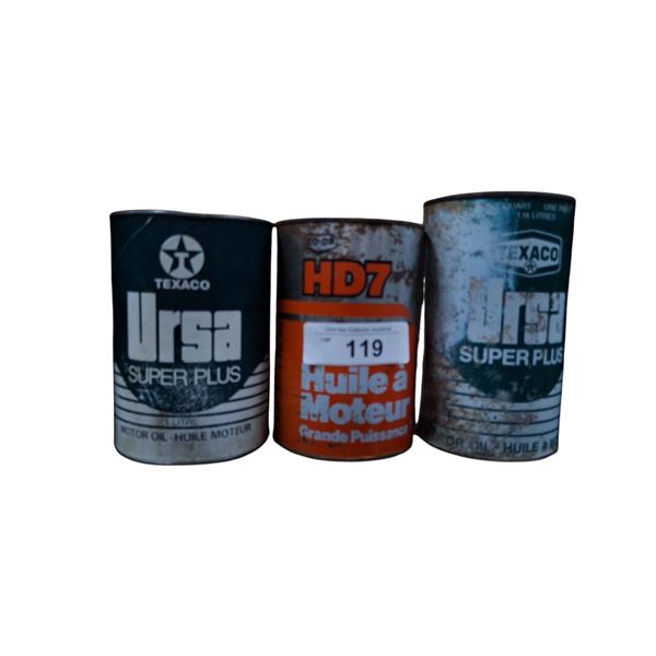 3 vintage oil tins, Texaco, Co-op