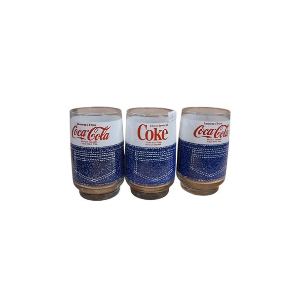 9 vintage Coca-Cola glasses, denim era