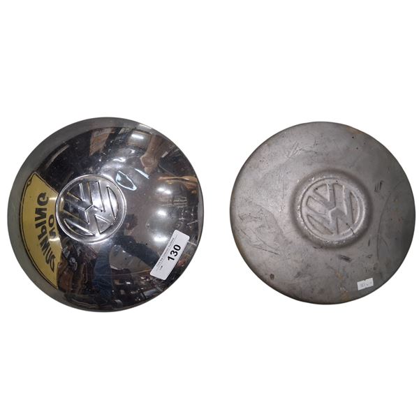 2 vintage Volkswagen hubcaps