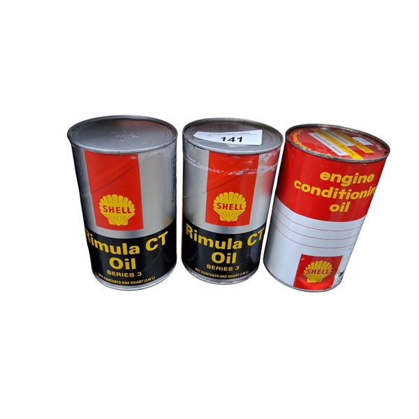 3 vintage 1 quart oil cans, Shell