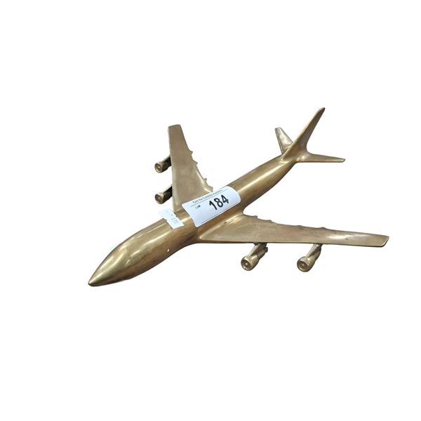 Vintage brass jet airliner 14" long