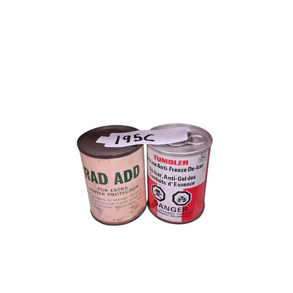 2 vintage oil tins, 4 oz Tumbler & Rad-Add