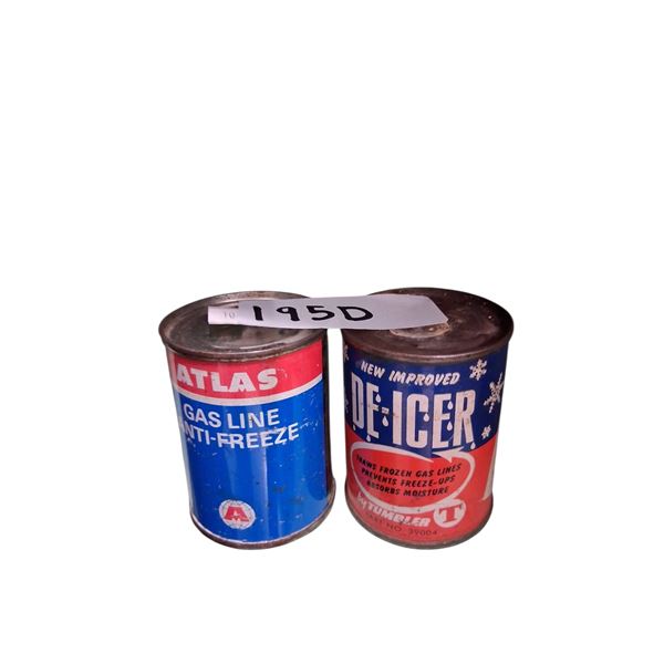 2 vintage oil tins, 4 oz Atlas & Tumbler