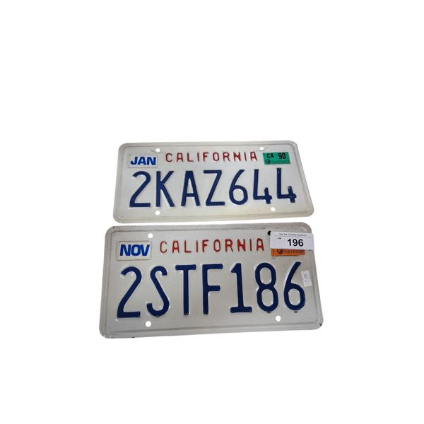 2 vintage California license plates, 90 & 92