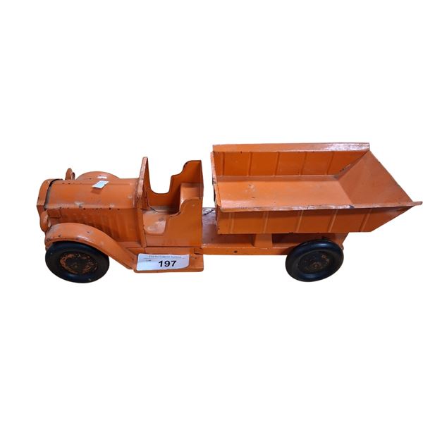 Antique pressed steel dump truck, 1920s 18" long