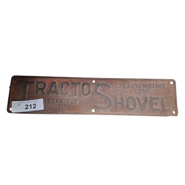 Vintage rugged metal sign Tracto Shovel 15"x3.5"