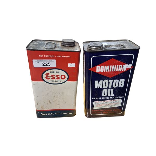 2 vintage 1 gallon tins, Esso & Dominion