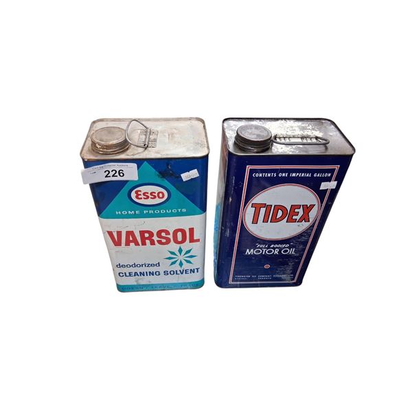 2 vintage 1 gallon oil tins, Tidex & Esso