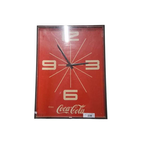 Vintage Coca-Cola clock 23"x16"