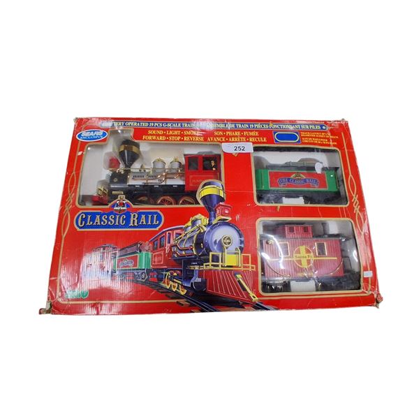 Vintage NIB battery operated G-scale train set, 19 pieces