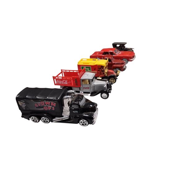 6 die cast vintage cars