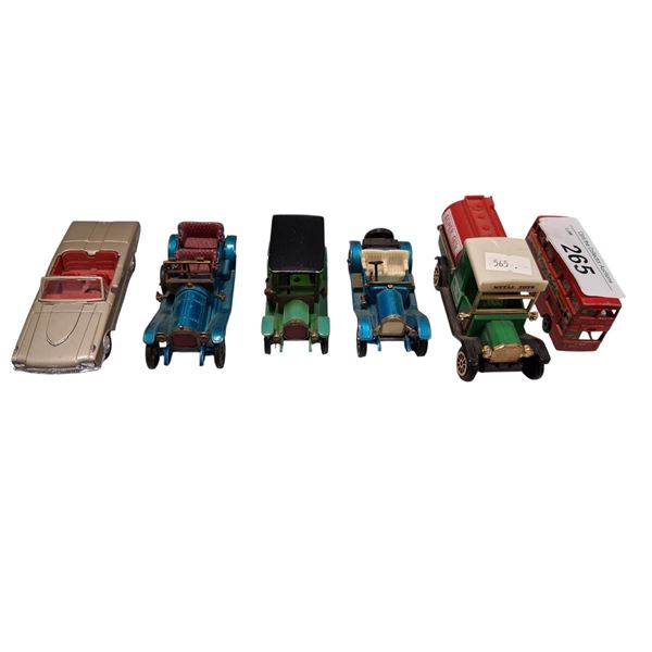 6 die cast vintage cars