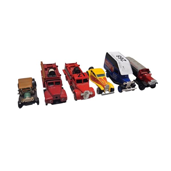 6 die cast vintage cars