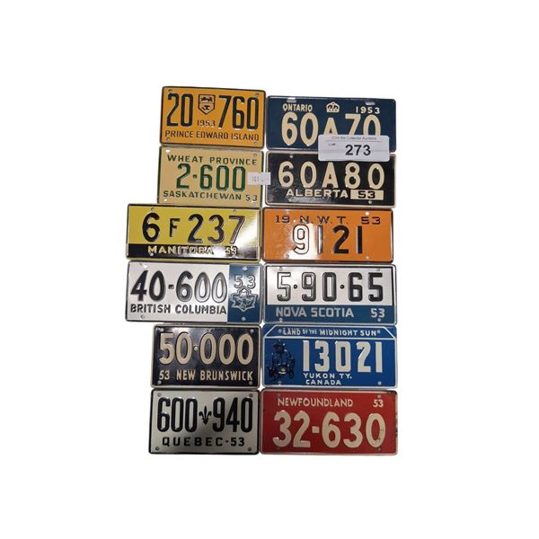 12 vintage mini license plates 4' & 6"