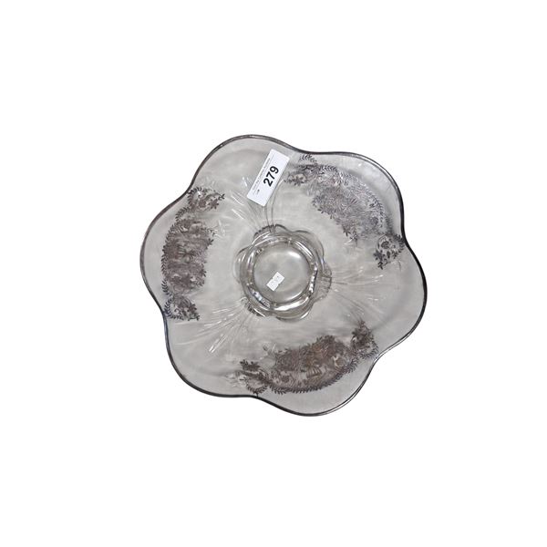 Antique serving tray with gorgeous silver inlay