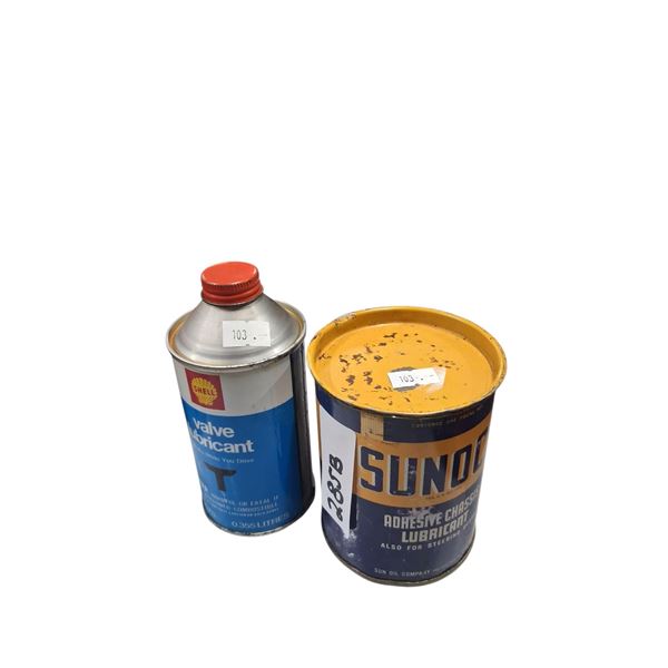 2 Vintage Oil Cans, 1 Pound Sunoco and 12Oz Shell