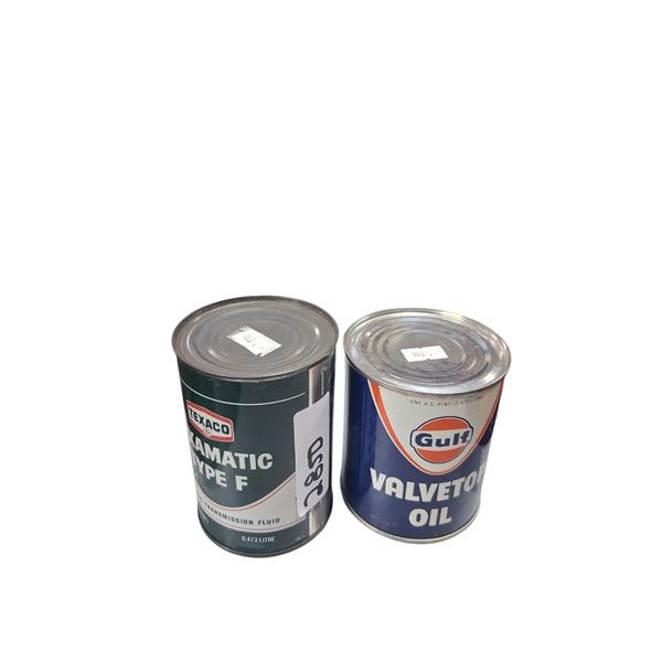 2 Vintage Oil Cans, Gulf amd Texaco, 1 Pint each