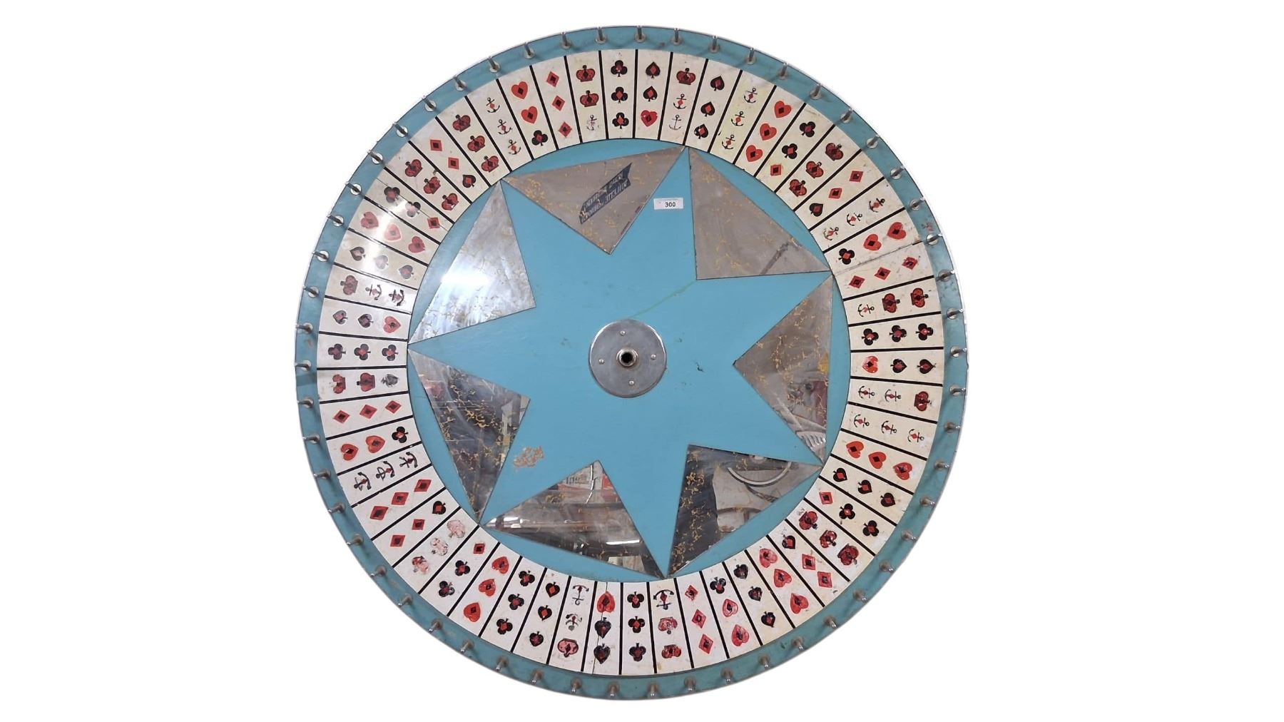 Vintage carnival wheel, Crown & Anchor, complete with all pegs 59