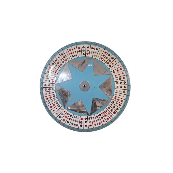 Vintage carnival wheel, Crown & Anchor, complete with all pegs 59"