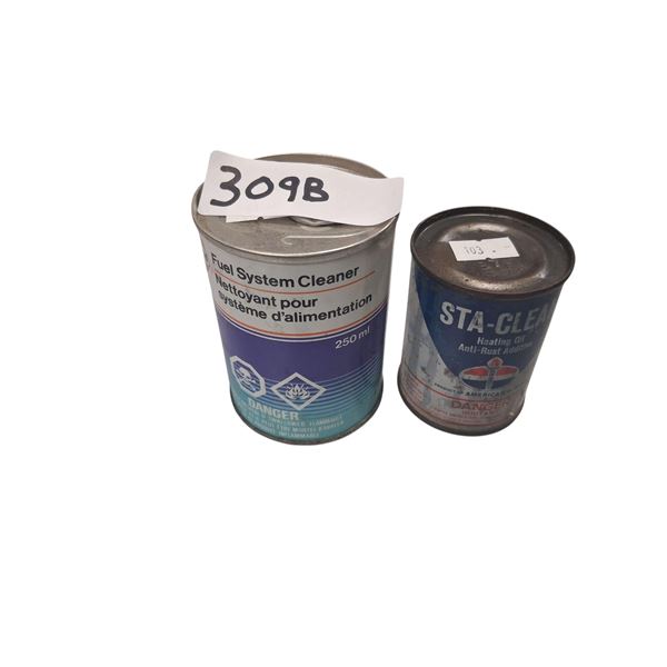 2 vintage oil tins, Gulf 250ml & Sta-Clean