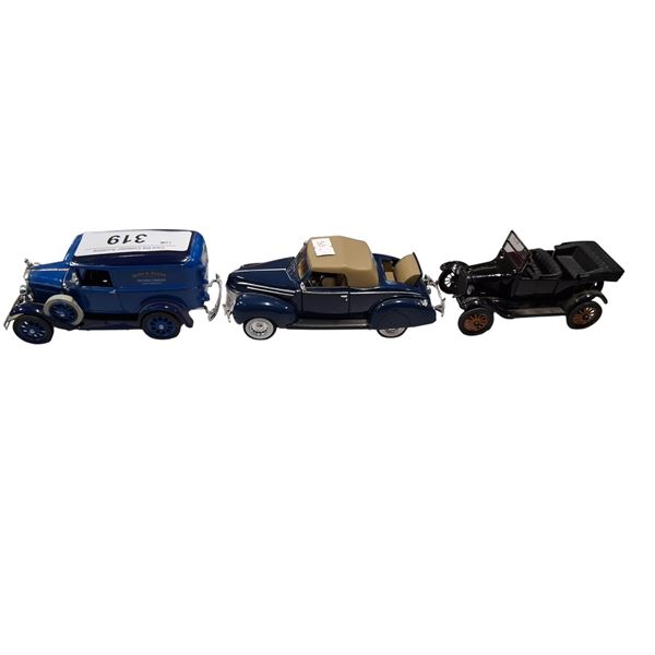 3 vintage die cast vehicles approx 6" each