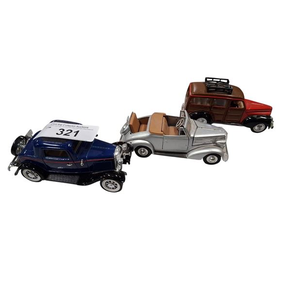 3 vintage die cast vehicles approx 6" each