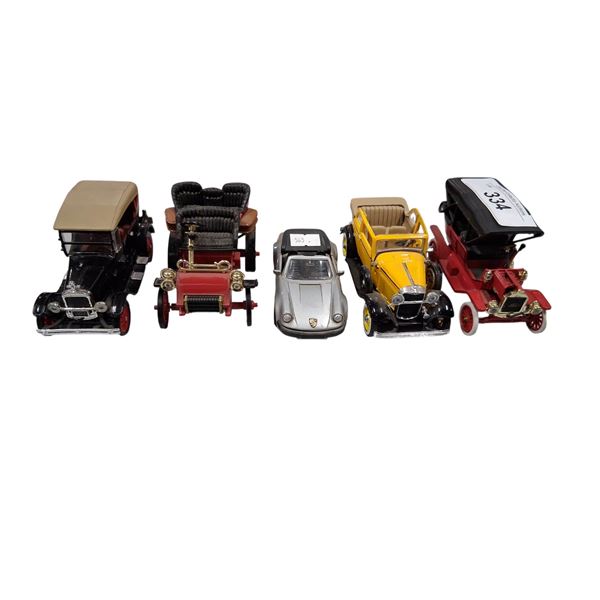 5 vintage die cast cars 6" ea