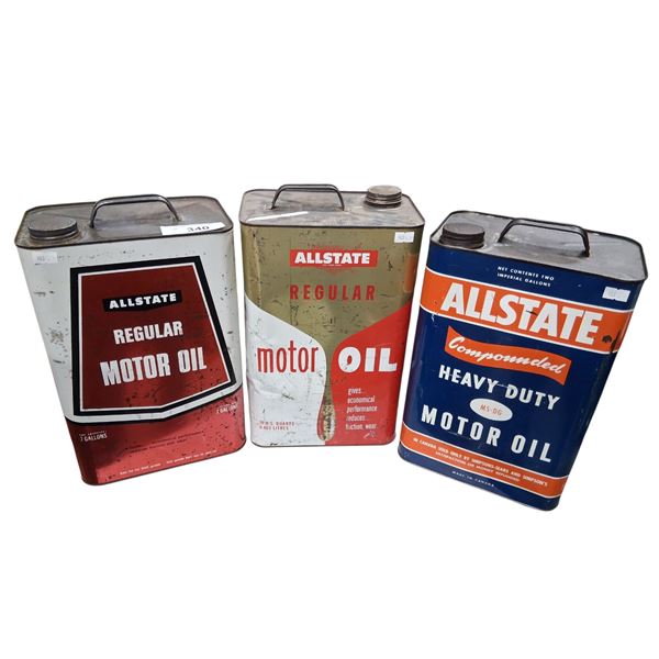 3 vintage 2 gallon oil tins Allstate
