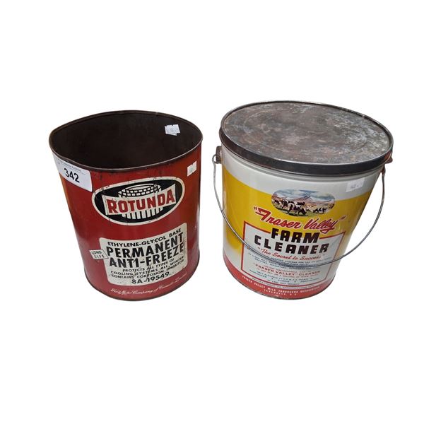 2 Vintage oil cans, Fraser Valley and Rotunda