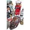 Image 3 : Large lot including vintage dolls, tins, oil lamp, wooden mask, Coors Light wallet
