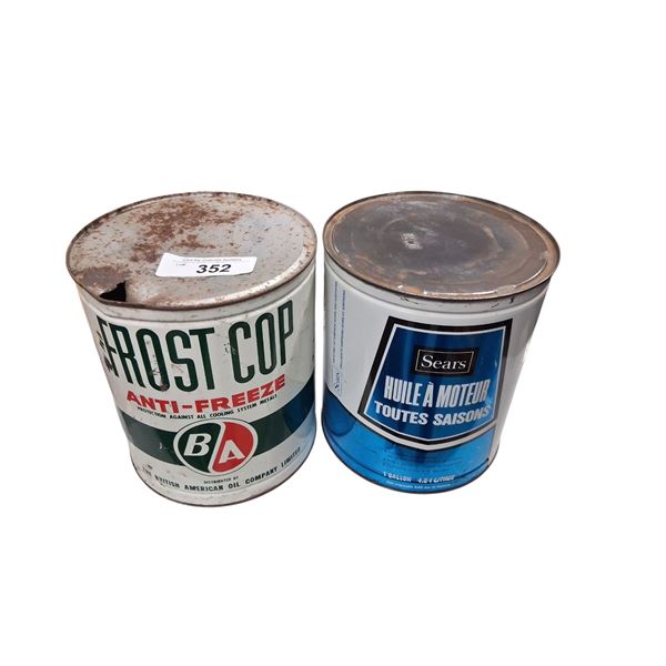 2 vintage 1 gallon tins, B/A & Sears