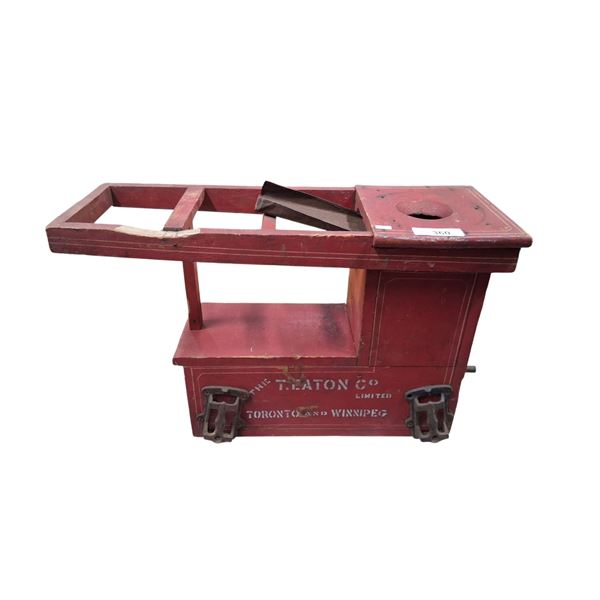 Antique wooden hammer mill/grain cleaner by T. Eaton Co. 26"x16"x9" missing crank handle