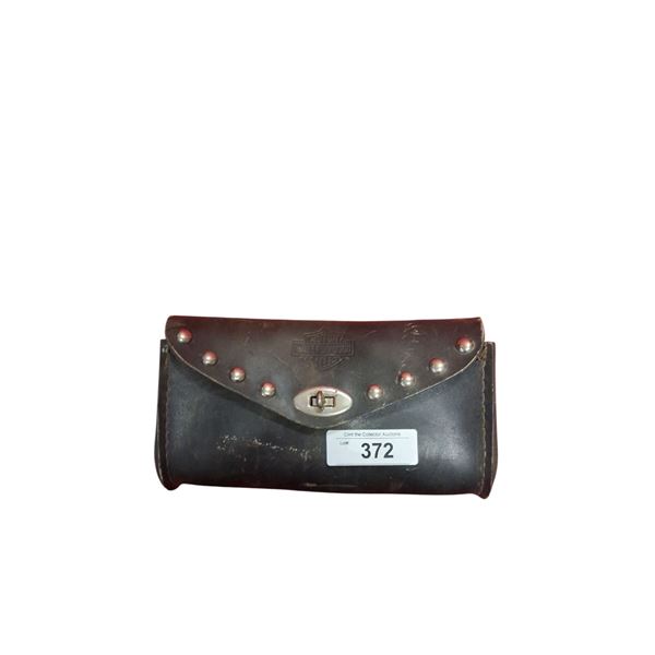 Vintage leather Harley Davidson handle bar tool bag 10" long