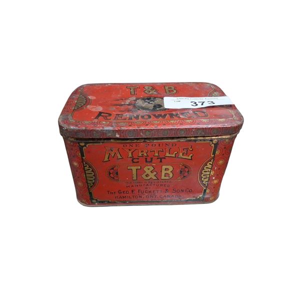 Vintage Myrtle Cut T&B 1 pound tin 7"x3"x4"