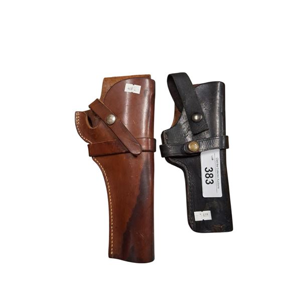 2 vintage leather hand gun holsters