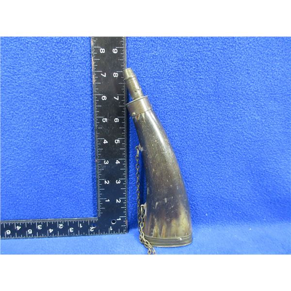 Vintage Powder Horn - Brass has a Crack Near the Top