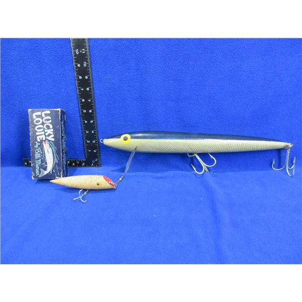 2 Vintage Fishing Lures - 5 1/2" Lucky Louie and Unknown 18"