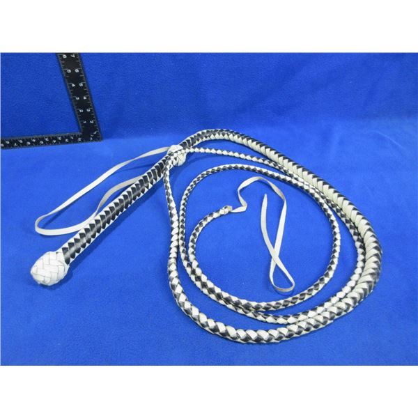 Braided Leather Whip - 128" From Handle to Thong