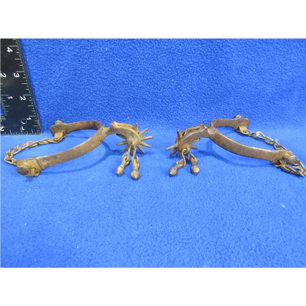 Vintage Pair of Rare Spurs with Heel Chain & Jingle Bobs