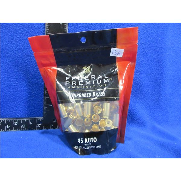 NEW - Brass Only - 45 Auto Unprimed Federal - Bag of 100