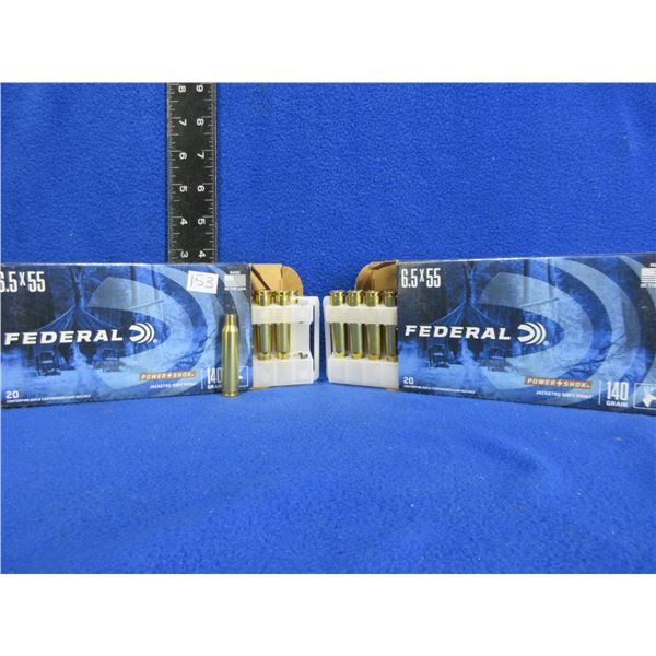 Brass Only - 6.5X55 Unprimed Federal - 2 Boxes of 20