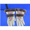 Image 1 : Native American Leather Gloves with Beadwork and Fur