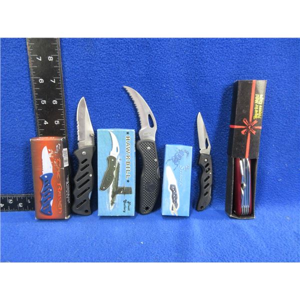 4 Folding Blade Pocket Knives - 3 Lock Blade & 1 Swiss Style