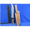 Image 2 : NEW - Fixed Blade Damascus Knife with Leather Sheath - 8" Blade