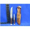 Image 1 : Ern Solingen Germany 2 Fixed Blade Knife Set w/ Leather Sheath
