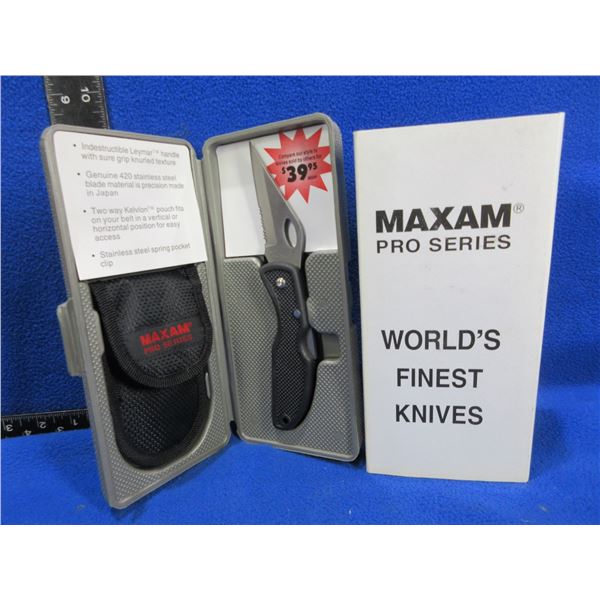NEW - Maxam Pro Series Folding Blade Lock Knife w/ Sheath