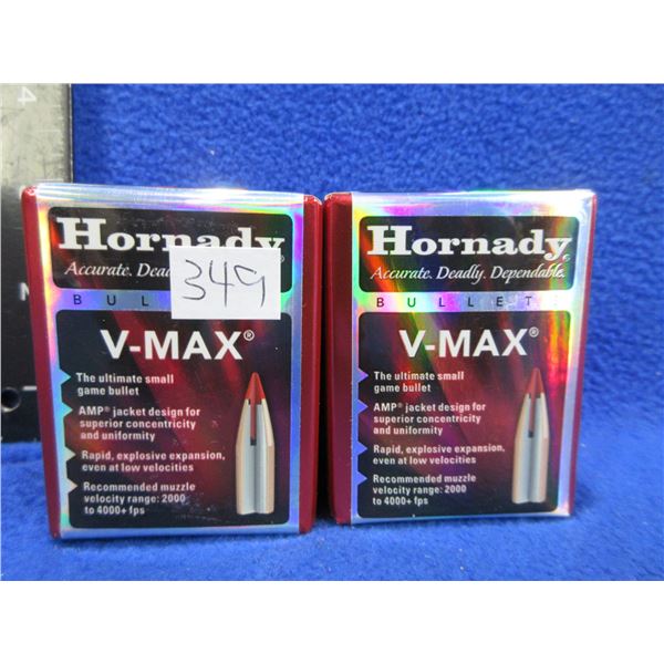 22 Cal. 50gr V-MAX Hornady Bullets - 2 Sealed Boxes of 100